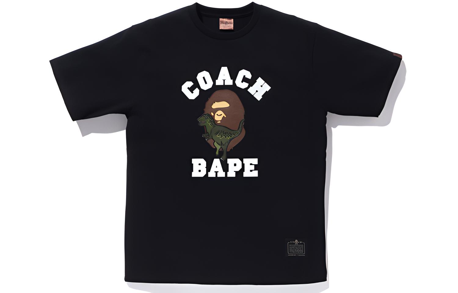 Bape A BATHING APE COACH Ape Head Rexy Black  T-Shirt. 110901E