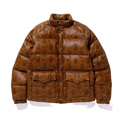 Bape A BATHING APE COACH Collaboration Monogram Down Jacket Brown Mens. 0ZXDNM141902E