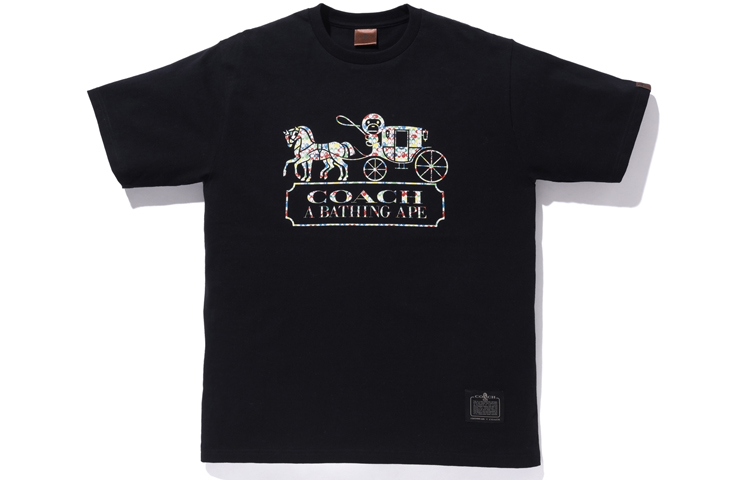 Bape A BATHING APE COACH Milo Tee Black  T-Shirt Collaboration Edition. 1G23-110-902