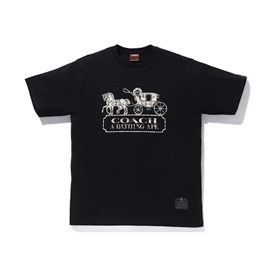 Bape A BATHING APE COACH Milo Tee Black T-Shirt Collaboration Edition. 1G23-110-902