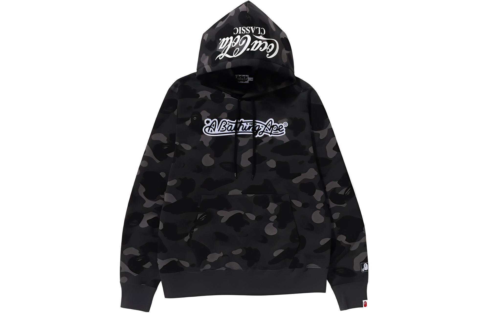 Bape A BATHING APE Coca-Cola FW23 Camo Pullover Hoodie with Embroidered Ape Logo. 1J73-114-904