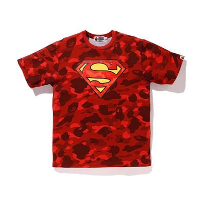 Bape A BATHING APE DC Superman Camo T-Shirt Red Collaboration Edition. 1H23-109-910