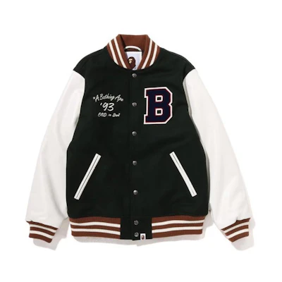 Bape A BATHING APE END Colorblock Baseball Jacket White Green Edition 0ZXJKM141906J