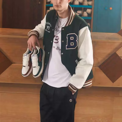 Chaqueta de Béisbol Bape A BATHING APE x END Colorblock Blanco Verde Edición. 0ZXJKM141906J Shop Chaqueta de Béisbol Bape A BATHING APE x END Colorblock Blanco Verde Edición. 0ZXJKM141906J