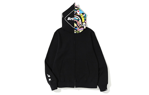 Bape A BATHING APE FCRB Shark Full Zip Hoodie Candy Black Menswear Collaboration. 1F23-115-905
