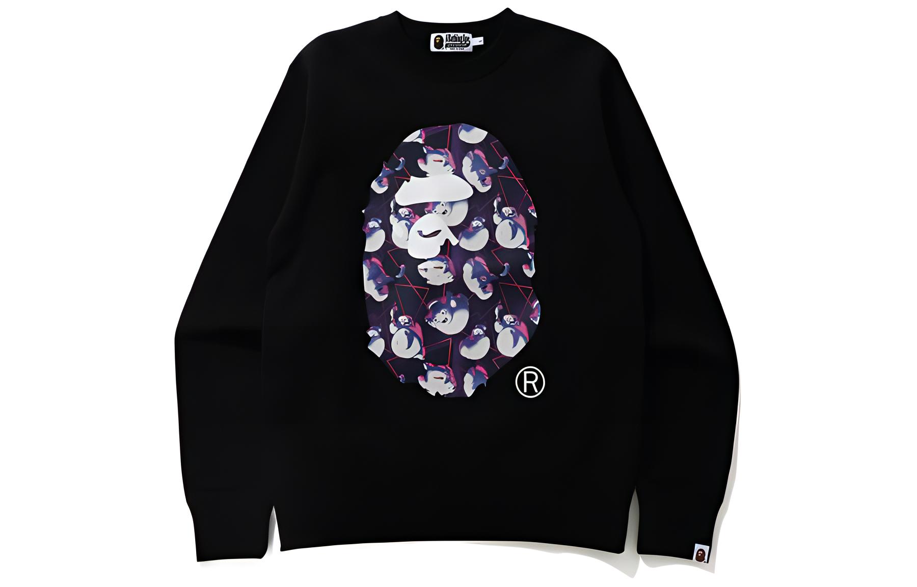 Bape A BATHING APE GHOSTBUSTERS Camo Ape Cartoon Graphic Crewneck Sweatshirt Unisex 0ZXSWM31904XG