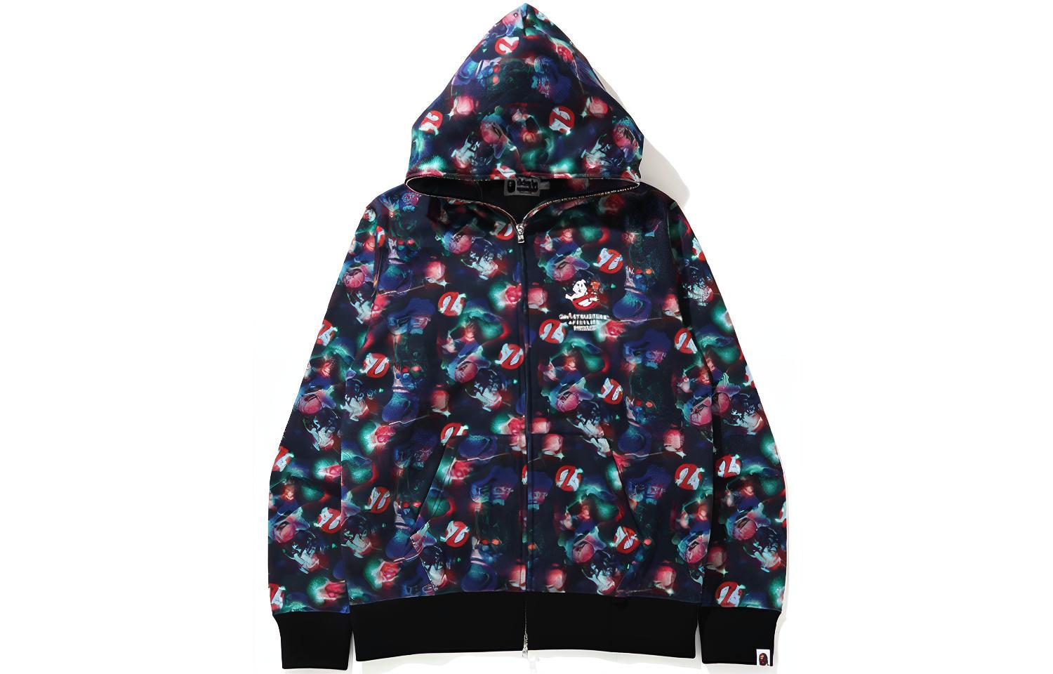 Bape A BATHING APE x GHOSTBUSTERS Camo Full Zip Hoodie Multi Color Logo Print. 2H23-115-908