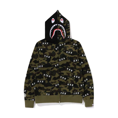 Bape A BATHING APE GOD SELECTION XXX Green Graphic Zip Hoodie Unisex SS24. 1K23-115-904