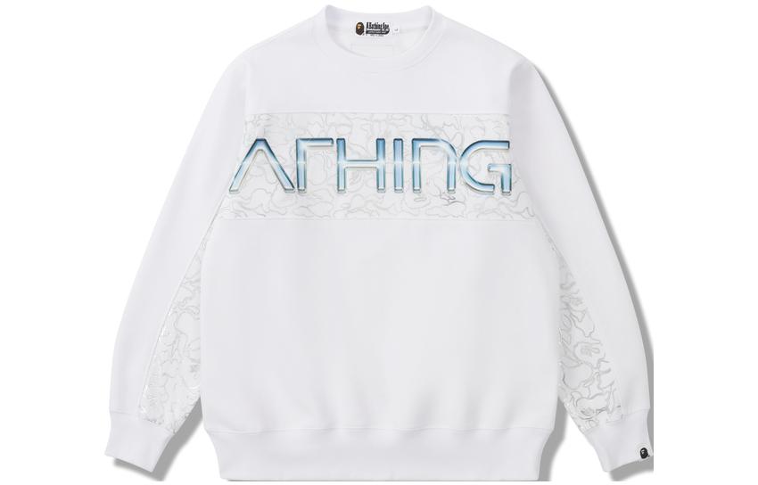 Shop Bape A BATHING APE x 空山基聯名標誌長袖圓領衛衣 男款。 0ZXSWM113905H
