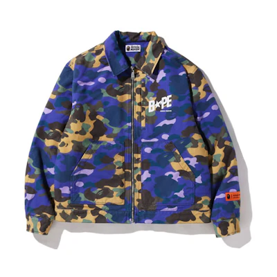 Bape A BATHING APE HERON PRESTON Colorblock Camo Zip Jacket Purple Unisex. 1I23-141-902