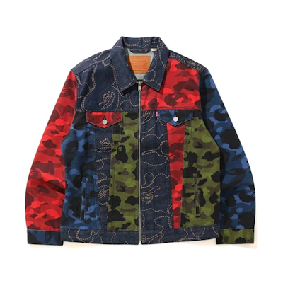Bape A BATHING APE LEVI'S SS21 Camo Denim Jacket Multicolor Camo. 1H23-140-905
