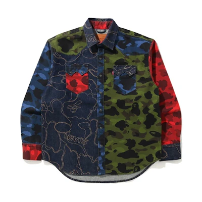 Bape A BATHING APE Levi's SS21 Camo Long Sleeve Shirt Multicolor. 1H23-131-904