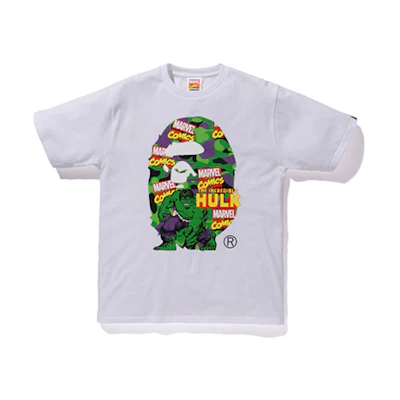 Bape A BATHING APE MARVEL Hulk Graphic Unisex White T-Shirt. 1F23110922