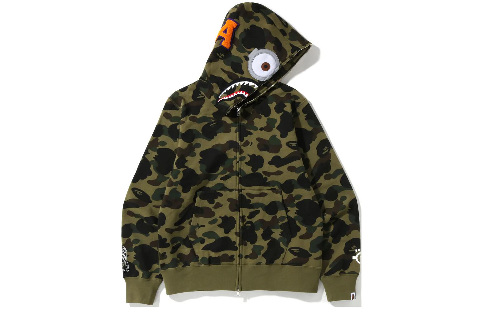 Bape A BATHING APE MINIONS Camo Minion Shark Zip Hoodie  Fall Collection. 1I73-115-902 圖 3