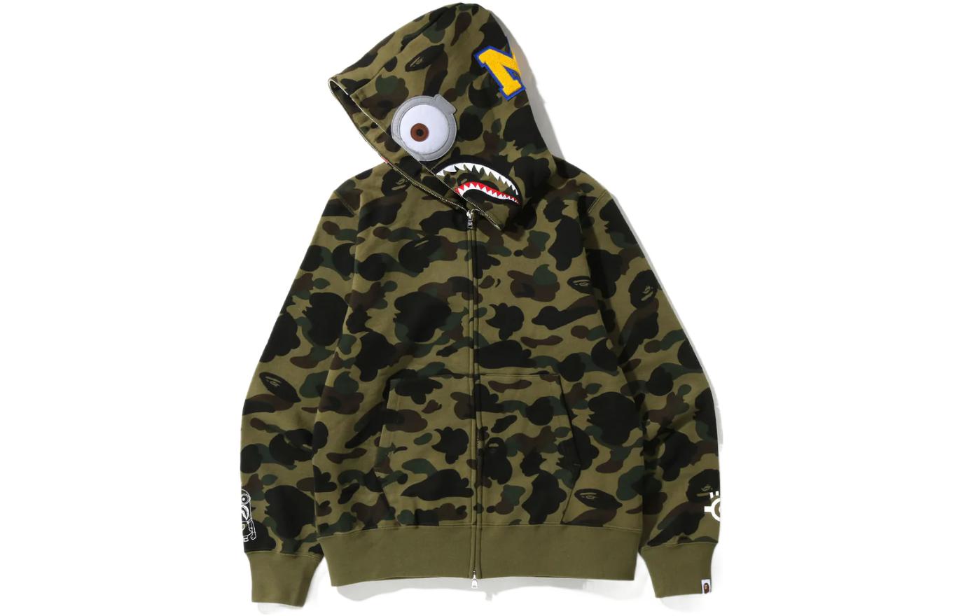 Bape A BATHING APE MINIONS Camo Minion Shark Zip Hoodie  Fall Collection. 1I73-115-902 圖 4