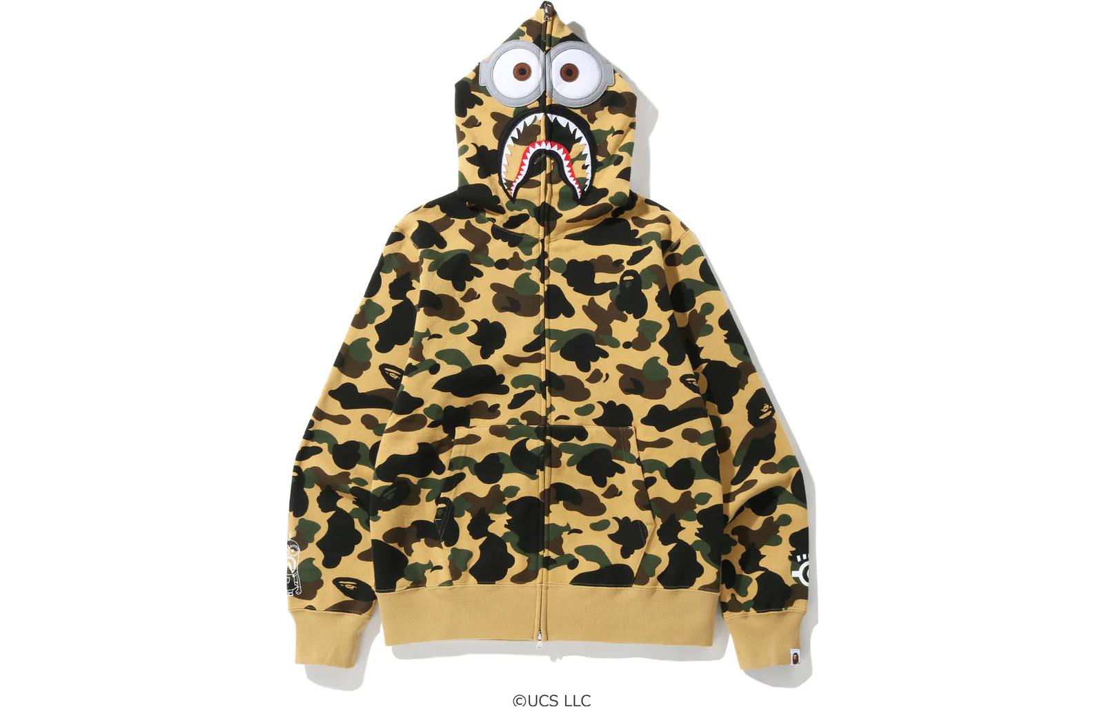 Bape A BATHING APE MINIONS Camo Minion Shark Zip Hoodie  Fall Collection. 1I73-115-902 圖 5
