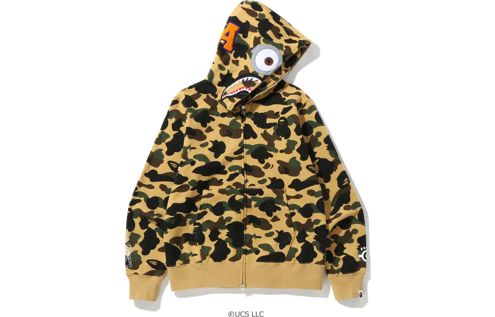 Bape A BATHING APE MINIONS Camo Minion Shark Zip Hoodie  Fall Collection. 1I73-115-902 圖 6