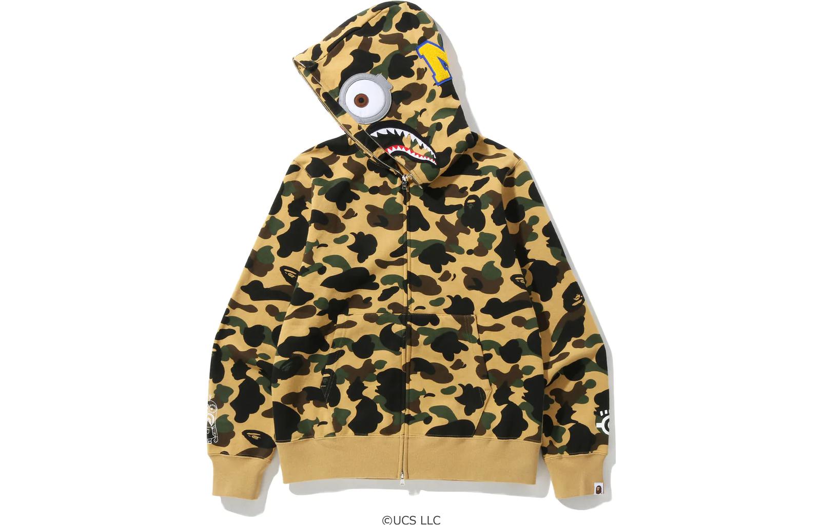 Bape A BATHING APE MINIONS Camo Minion Shark Zip Hoodie  Fall Collection. 1I73-115-902 圖 7
