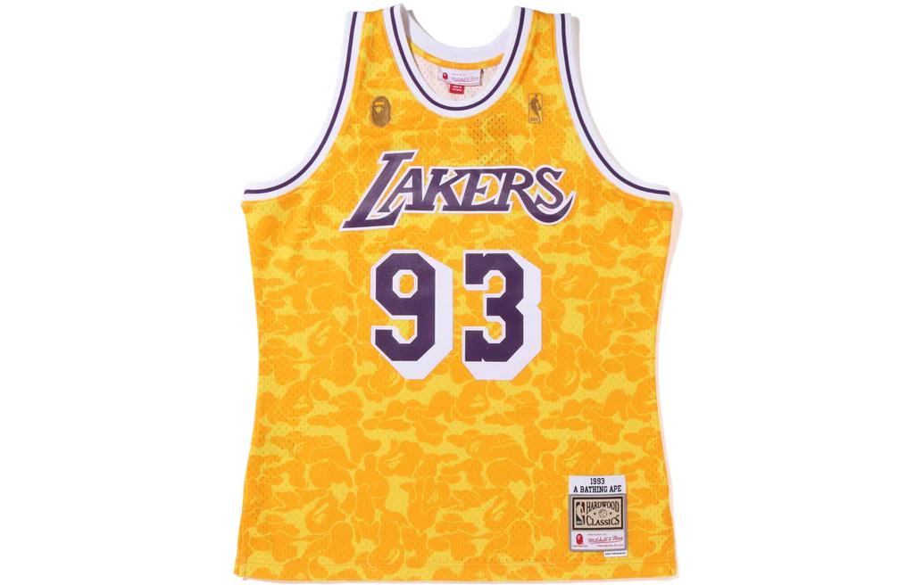 Bape A BATHING APE x MITCHELL & NESS Lakers Logo Print Sleeveless Basketball Jersey. 1I23-108-901