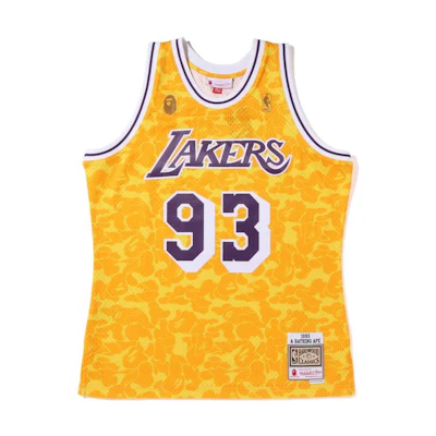 Bape A BATHING APE MITCHELL & NESS Lakers Logo Print Sleeveless Basketball Jersey. 1I23-108-901
