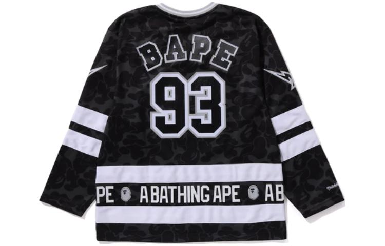 Bape A BATHING APE Mitchell & Ness Logo Print V-Neck Long-Sleeve Tee Men. 1J73-111-906 圖 3