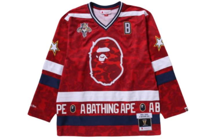 Bape A BATHING APE Mitchell & Ness Logo Print V-Neck Long-Sleeve Tee Men. 1J73-111-906 圖 4
