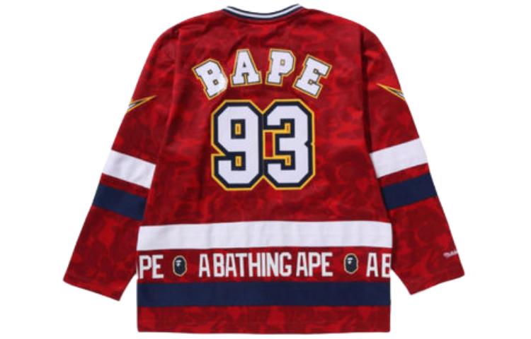 Bape A BATHING APE Mitchell & Ness Logo Print V-Neck Long-Sleeve Tee Men. 1J73-111-906 圖 5