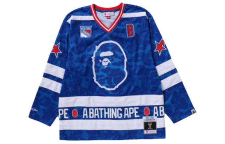 Bape A BATHING APE Mitchell & Ness Logo Print V-Neck Long-Sleeve Tee Men. 1J73-111-906 圖 6
