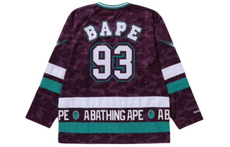 Bape A BATHING APE Mitchell & Ness Logo Print V-Neck Long-Sleeve Tee Men. 1J73-111-906 圖 9