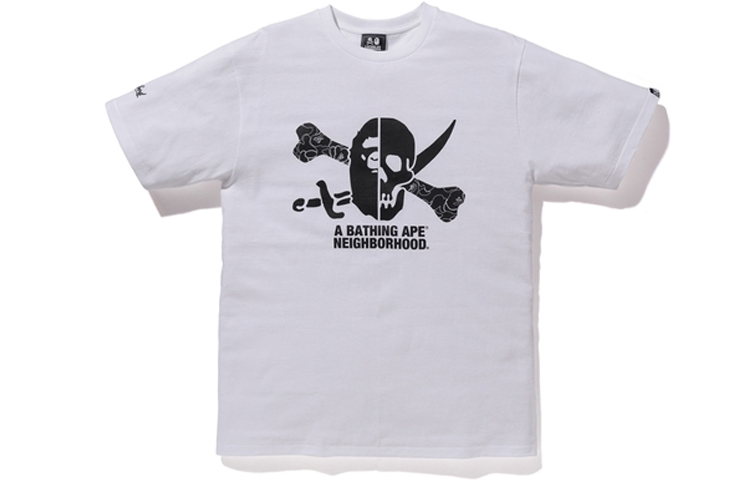 Bape A BATHING APE NBHD Collaborative Short Sleeve T-Shirt White Mens. 1E73-110-915