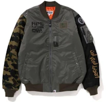 Bape A BATHING APE x OVO FW22 Green Patchwork Zip-Up Jacket Collaboration. 1I3019143140 Bape A BATHING APE x OVO FW22 Green Patchwork Zip-Up Jacket Collaboration. 1I3019143140
