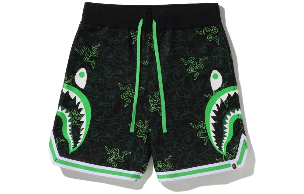 Bape A BATHING APE x Razer FW22 Logo Printed Relaxed Shorts Bright Green. 0ZXSPM153902I