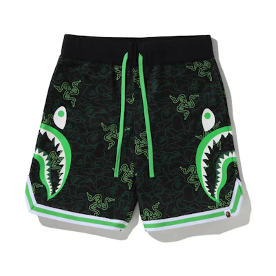 Bape A BATHING APE Razer FW22 Logo Printed Relaxed Shorts Bright Green. 0ZXSPM153902I