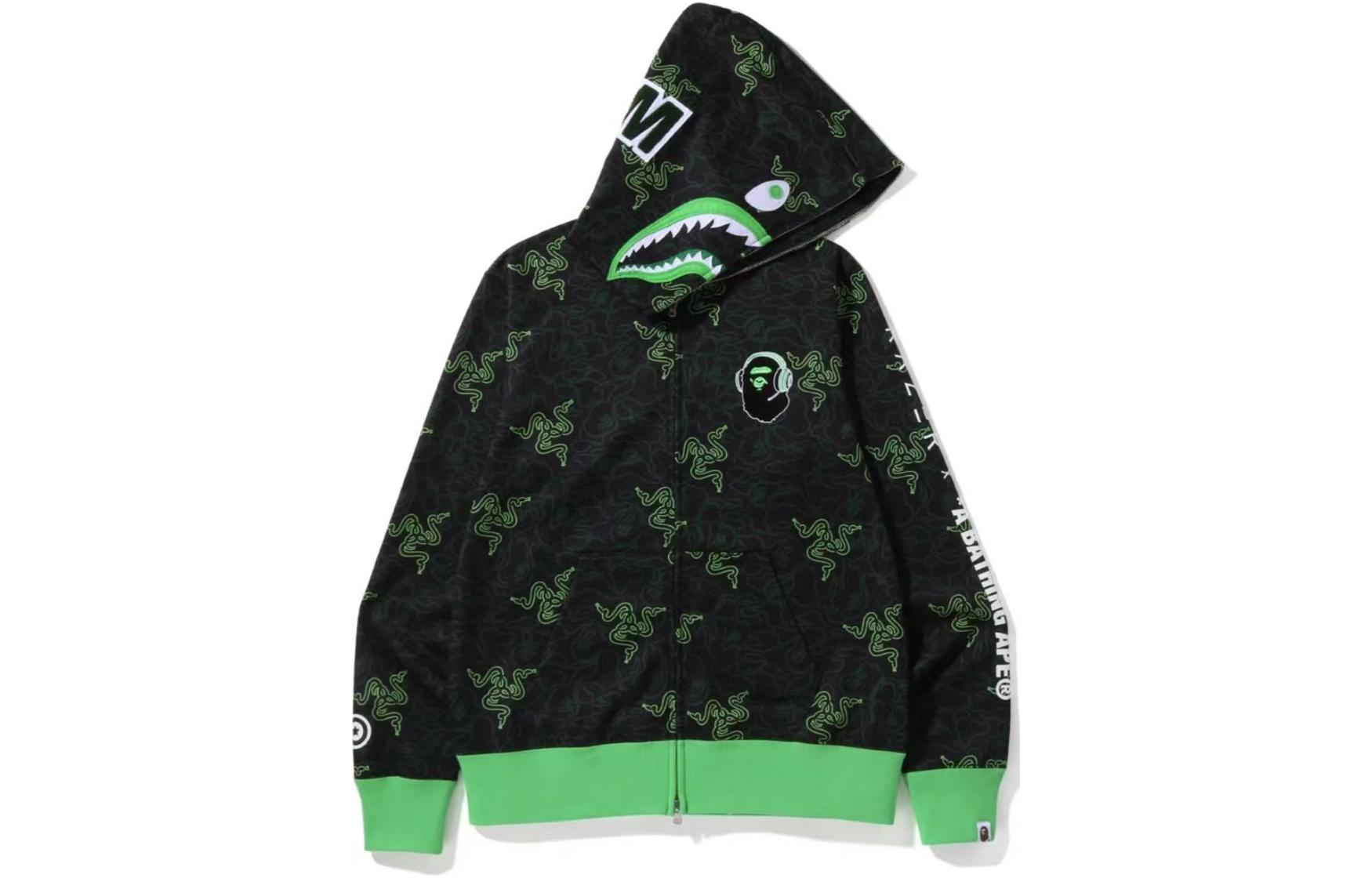 Order Bape A BATHING APE x Razer Gaming Ape SS22 Shark Hoodie Hitam Kolaborasi Pria. 1I23-115-901