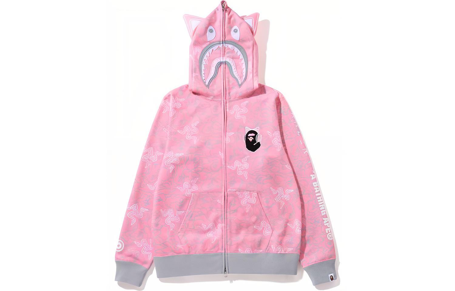 Bape A BATHING APE Razer Shark Hoodie Pink Unisex Collaboration Full Zip Long Sleeve. 1I23-215-901 圖 2