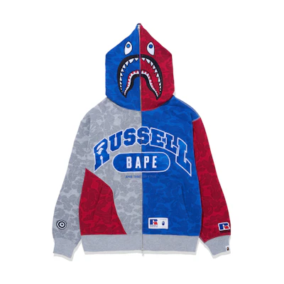 Bape A BATHING APE Russell Athletic FW23 Shark Colorblock Hoodie Unisex Multicolor. 1J73-115-906