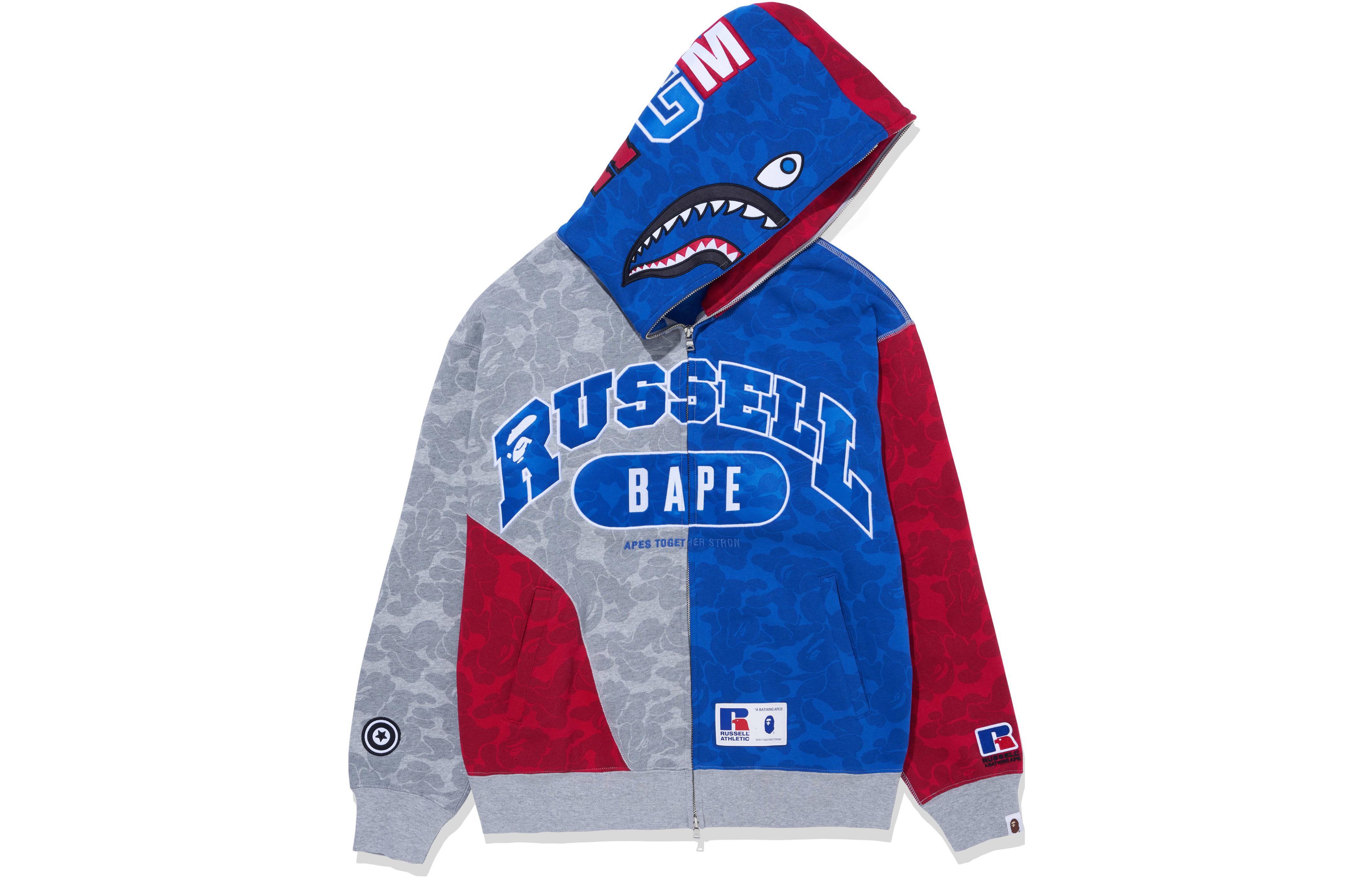 Bape A BATHING APE Russell Athletic FW23 Shark Colorblock Hoodie Unisex Multicolor. 1J73-115-906 圖 4