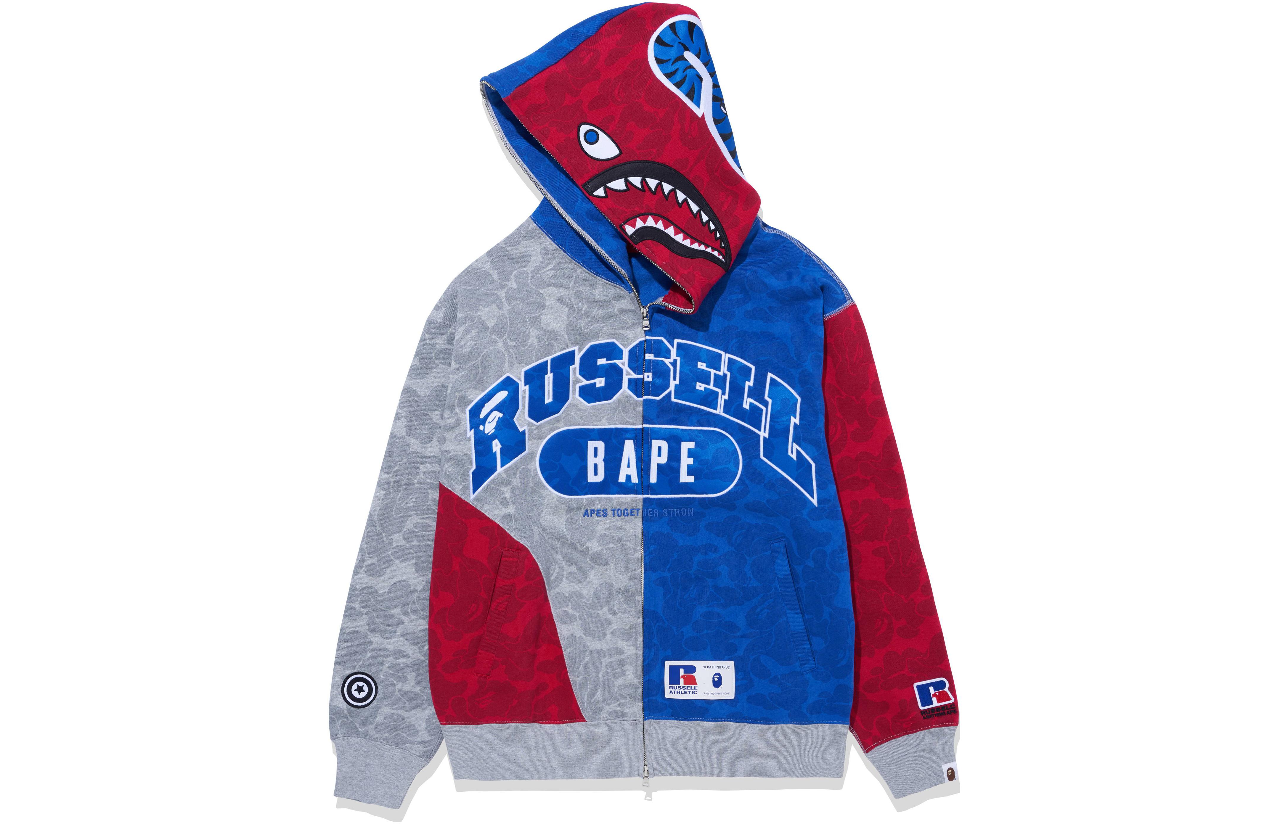 Bape A BATHING APE Russell Athletic FW23 Shark Colorblock Hoodie Unisex Multicolor. 1J73-115-906 圖 5