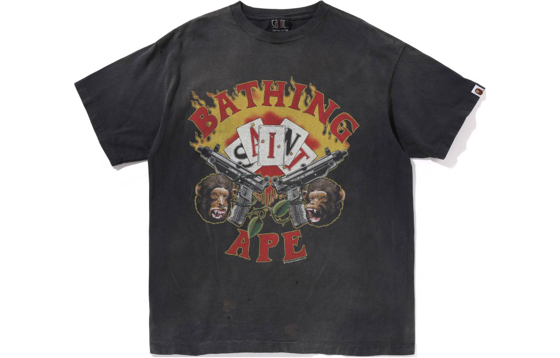 Bape A BATHING APE SAINT Mxxxxxx SS24 Logo Print Unisex T-Shirt Dark Gray. 1K23-109-903