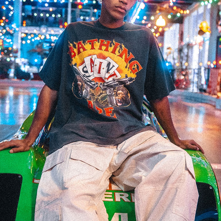 Bape A BATHING APE SAINT Mxxxxxx SS24 Logo Print Unisex T-Shirt Dark Gray. 1K23-109-903 圖 4