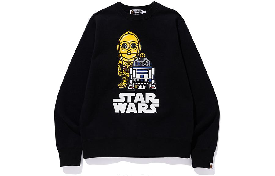 Bape A BATHING APE x Star Wars FW22 Robot Graphic Crewneck Sweatshirt Black Male. 0IXSWM113916D