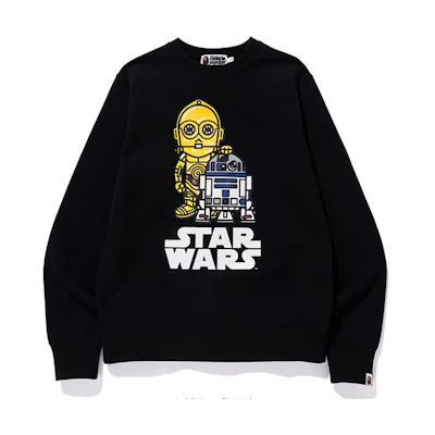 Bape A BATHING APE Star Wars FW22 Robot Graphic Crewneck Sweatshirt Black Male. 0IXSWM113916D
