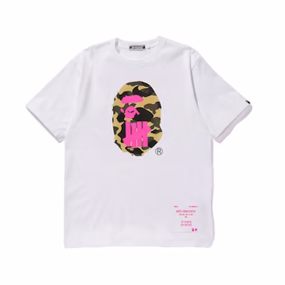 Bape A BATHING APE UNDFTD Double Logo White Graphic Tee Unisex. TBD-BAPE-017