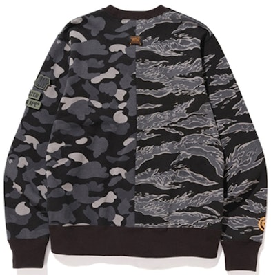 Bape联名UNDEFEATED鲨鱼虎纹迷彩黑色圆领卫衣男女款。 1E73-113-902 Lookbook Bape联名UNDEFEATED鲨鱼虎纹迷彩黑色圆领卫衣男女款。 1E73-113-902