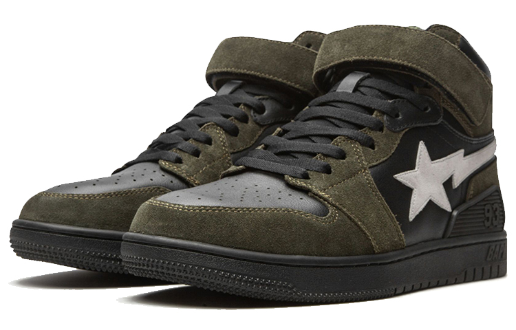 Shop BAPE A Bathing Sk8 Court Sta Hi 'Olive Black' Zapatillas╝ 1G70-191-037
