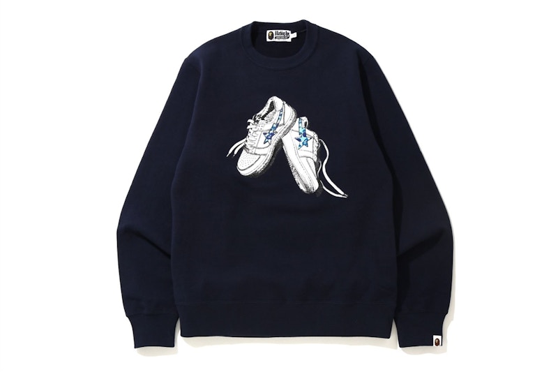 BAPE ABC Camo Bapesta Crewneck Navy