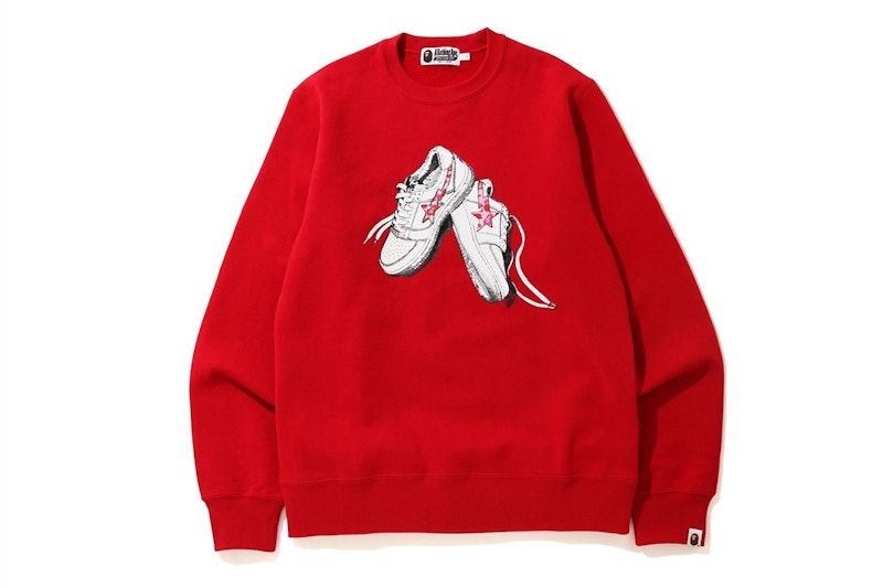 BAPE ABC Camo Bapesta Crewneck Red
