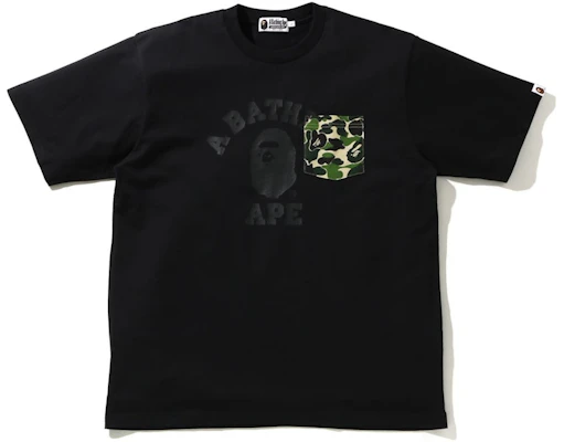 BAPE ABC Camo College Camiseta Negra Ajuste Relajado con Bolsillo Buy BAPE ABC Camo College Camiseta Negra Ajuste Relajado con Bolsillo