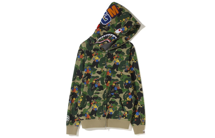 BAPE ABC Camo Flower Shark Full Zip Hoodie Unisex 1G30-215-506