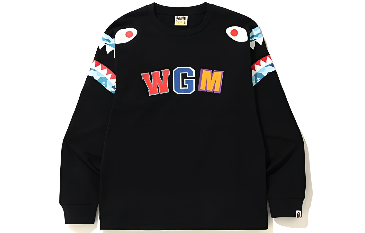 BAPE ABC Camo Shark Long Sleeve Tee Unisex Black Blue 1F70-111-017BLACKBLUE